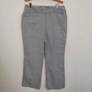 Anne Klein Stretch Blue & White Striped Pants